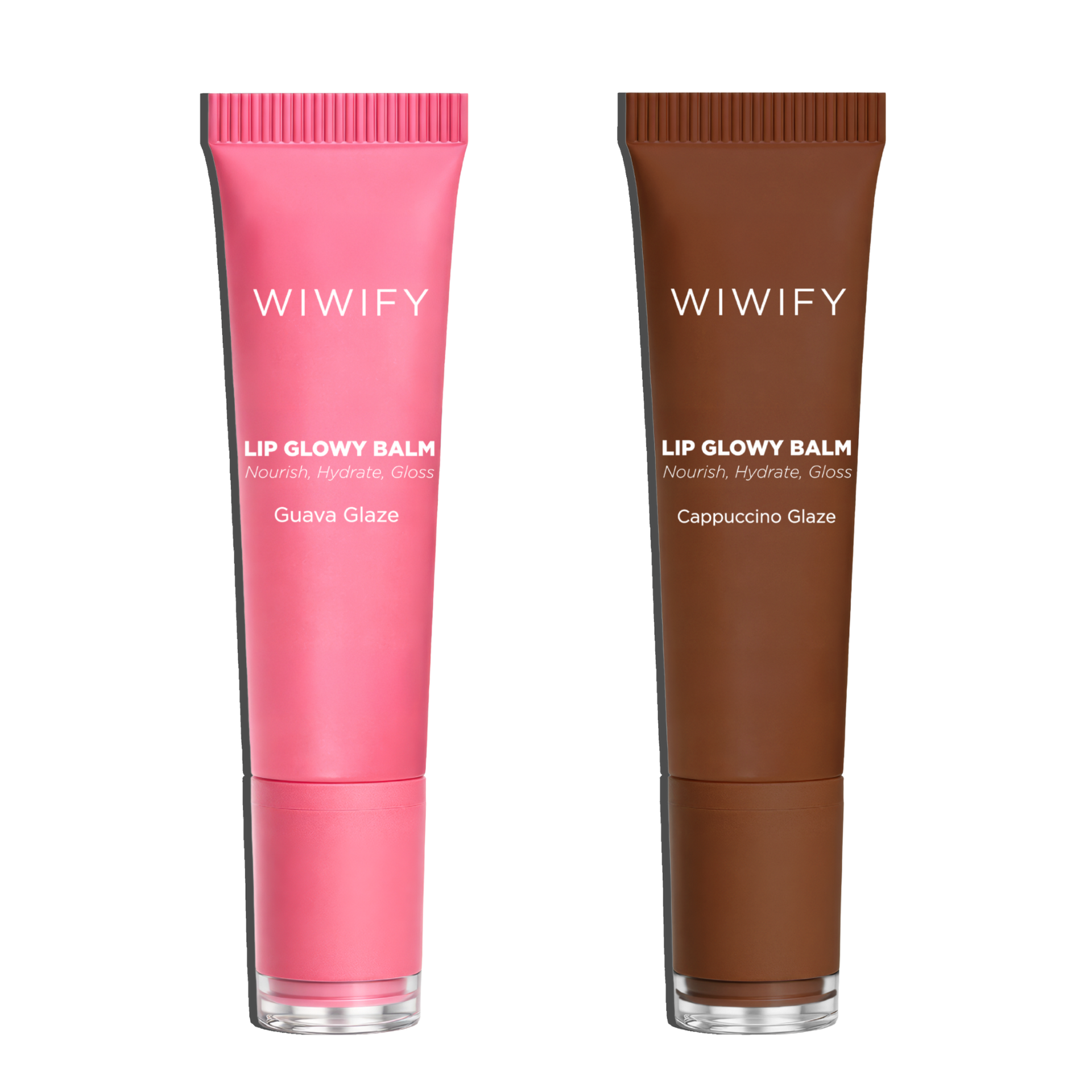 Warm & Juicy Lip Duo, Guava Glaze Balm + Cappuccino Glaze Balm | Shea Butter, Squalane, Ceramide | Wiwify