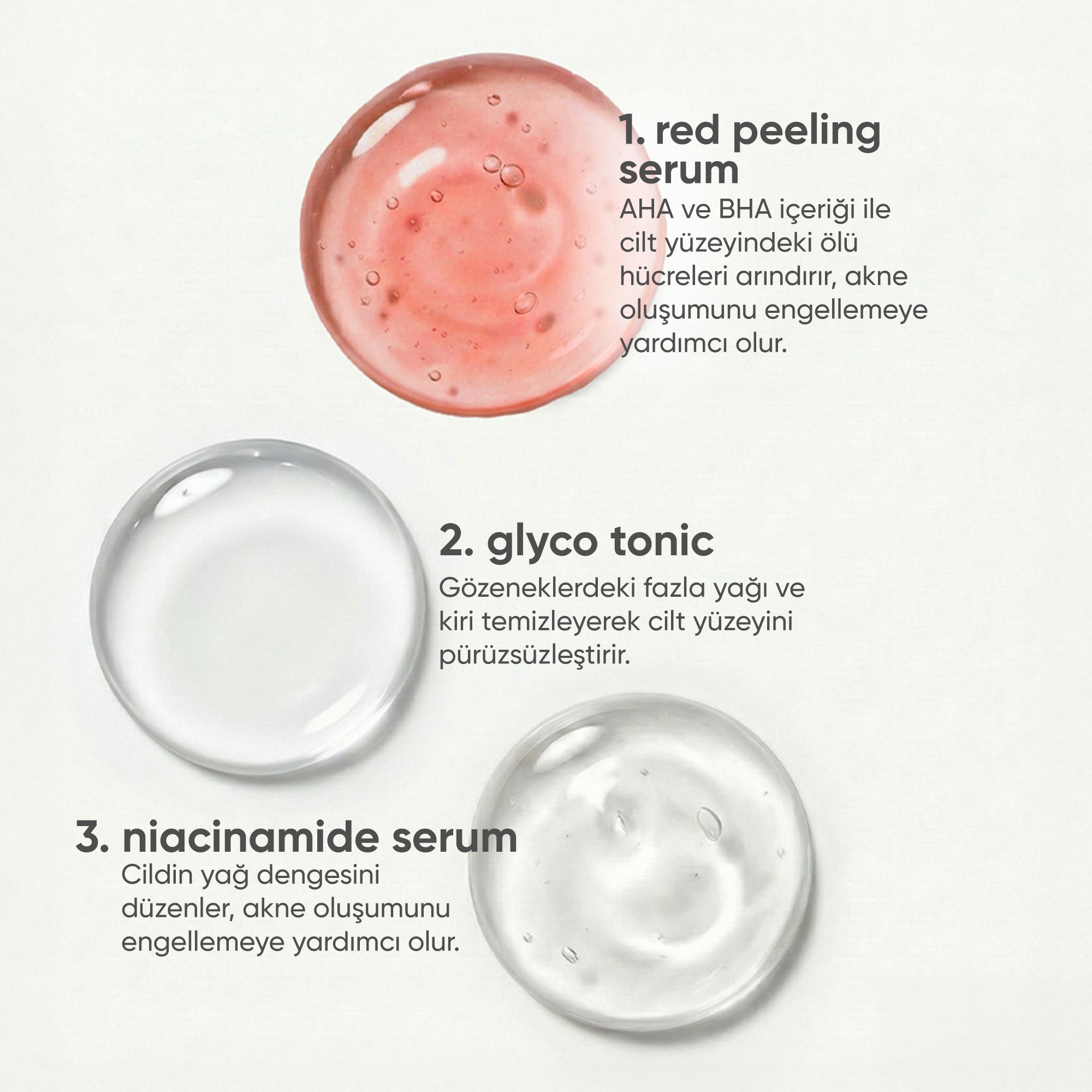 Yağlı ve Geniş Gözenekli Ciltler İçin Tonik, Red Peeling Serum, Niacinamide Serum Cilt Bakım Seti