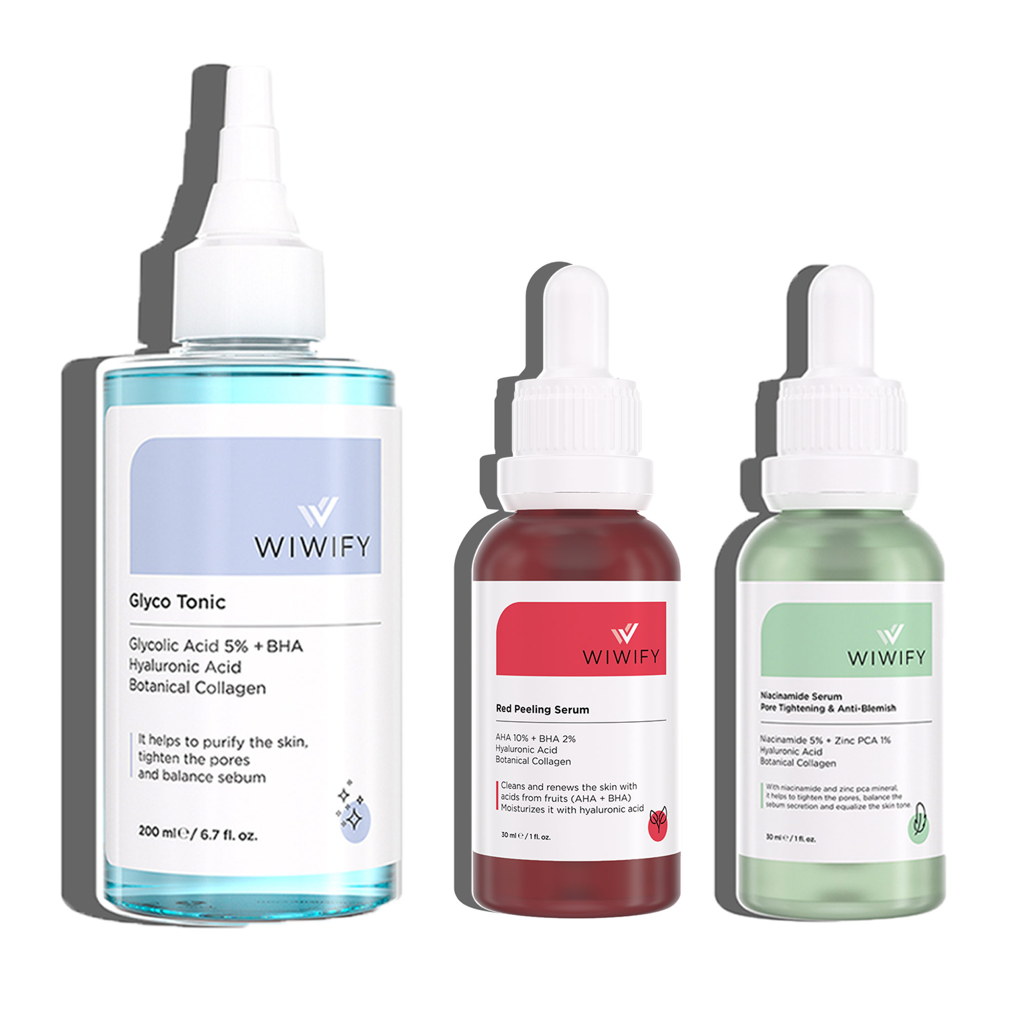 Yağlı ve Geniş Gözenekli Ciltler İçin Tonik, Red Peeling Serum, Niacinamide Serum Cilt Bakım Seti