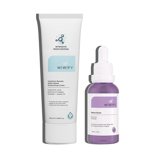 Yaşlanma Belirtileri Olan Ciltler İçin Nemlendirici, Retinol Serum Cilt Bakım Seti