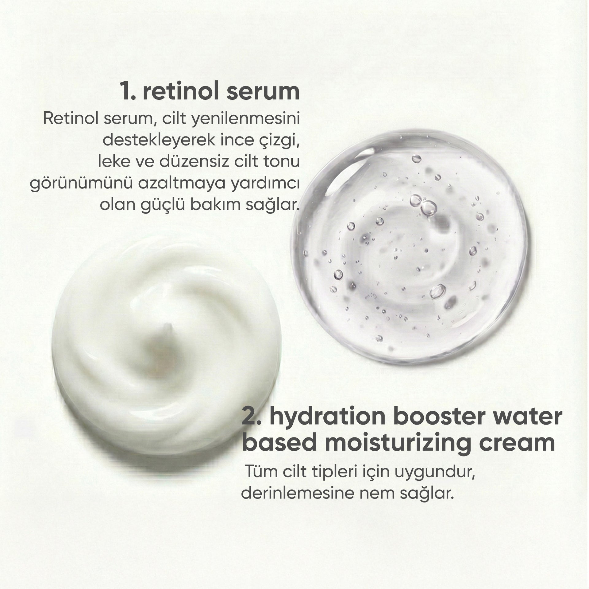 Yaşlanma Belirtileri Olan Ciltler İçin Nemlendirici, Retinol Serum Cilt Bakım Seti
