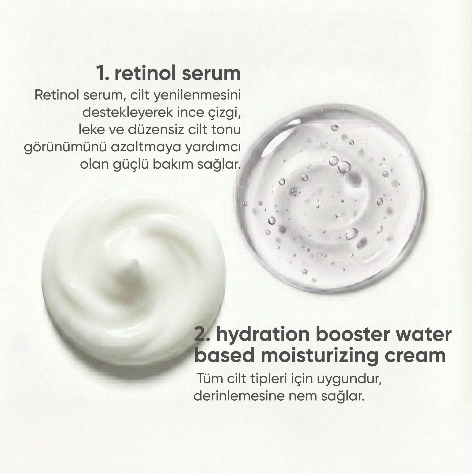 Yaşlanma Belirtileri Olan Ciltler İçin Nemlendirici, Retinol Serum Cilt Bakım Seti